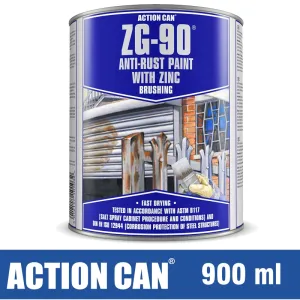 ACTION CAN ZG-90 ANTI RUST PAINT SILVER 900ML COLD ZINC GALVANISING RAPID DRY CAN33205