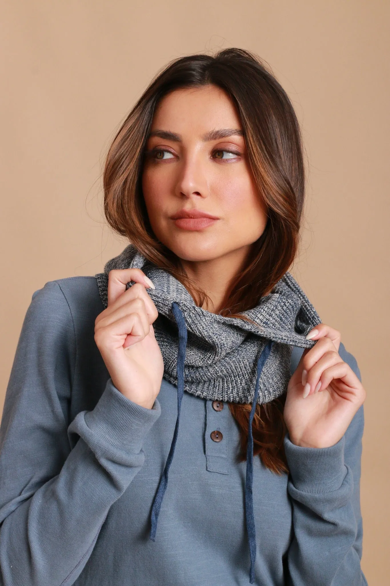 Allergy-Free Knitted Snood with Drawstring