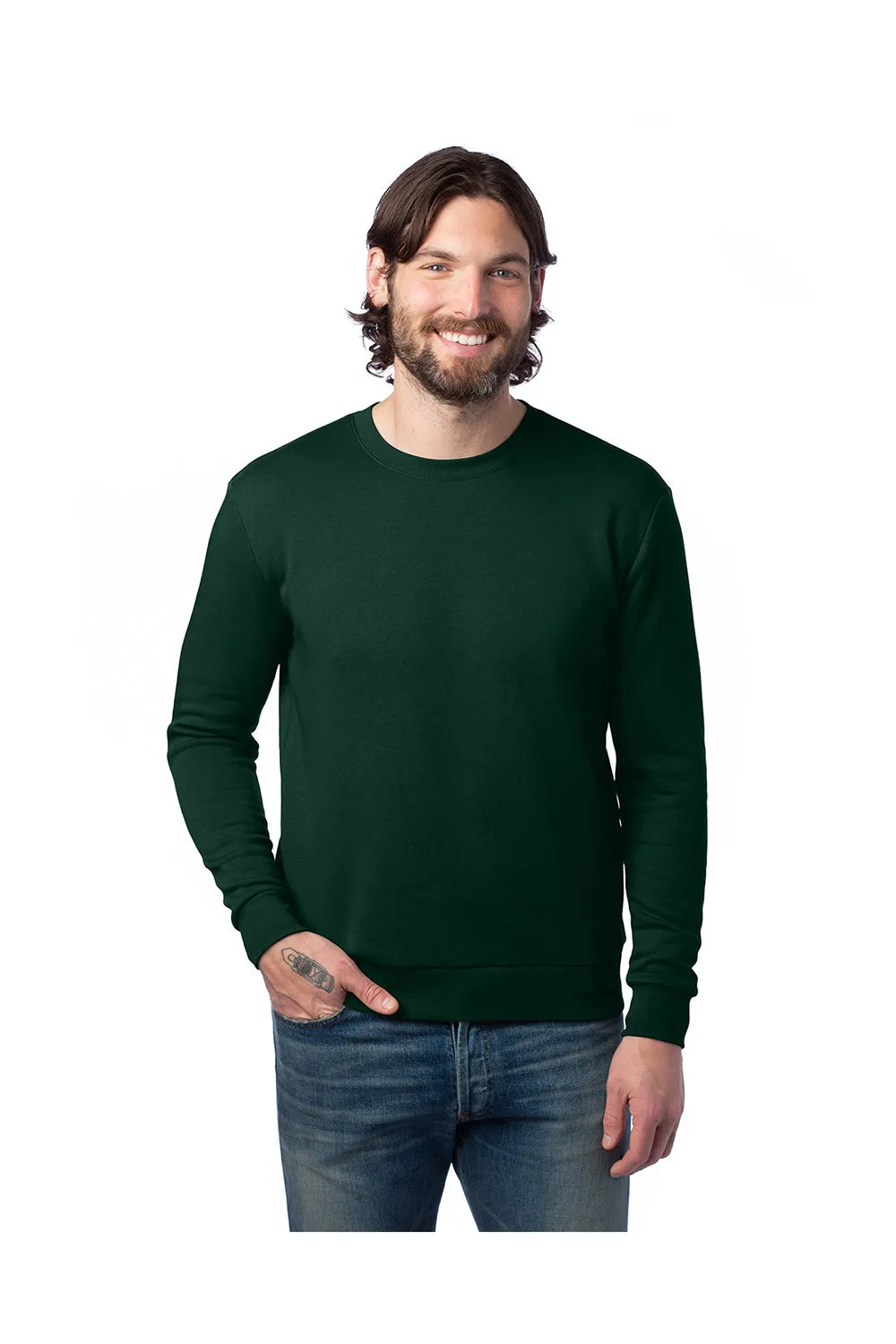 Alternative Mens Eco Cozy Fleece Crewneck Sweatshirt - Varisty Green