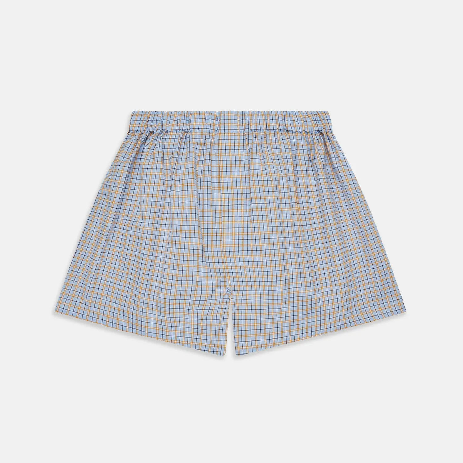 Blue, Orange & Navy Check Cotton Boxer Shorts