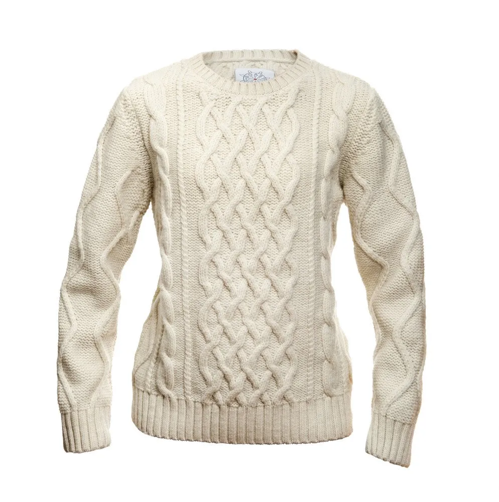 BOAST Women's Ivory Chunky Cable Knit Crewneck Sweater $180 NEW