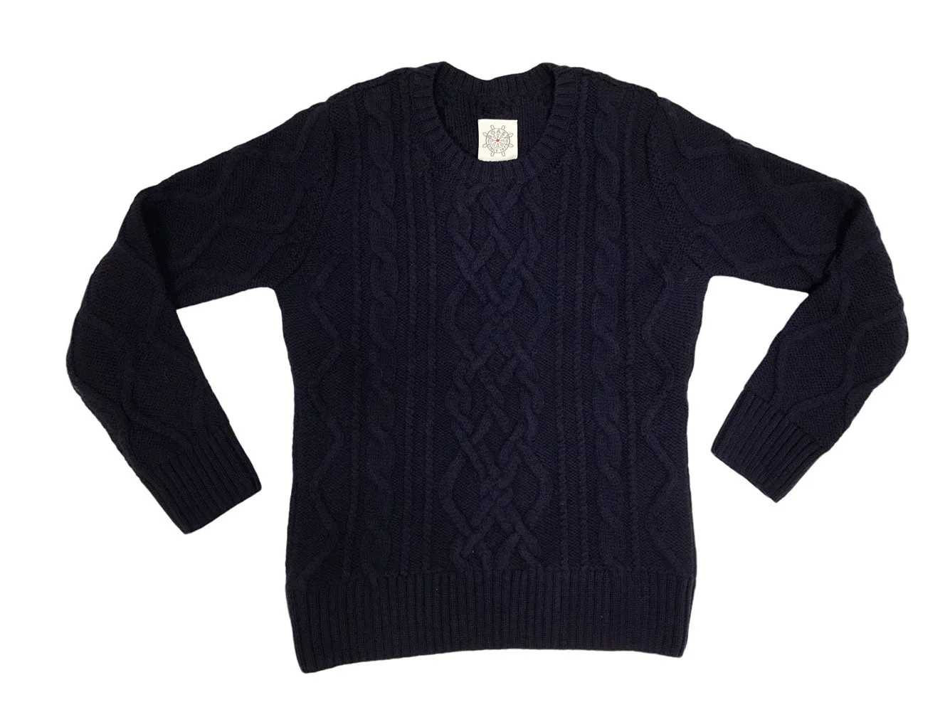 BOAST Women's Navy Chunky Cable Knit Crewneck Sweater Sz L $180 NEW