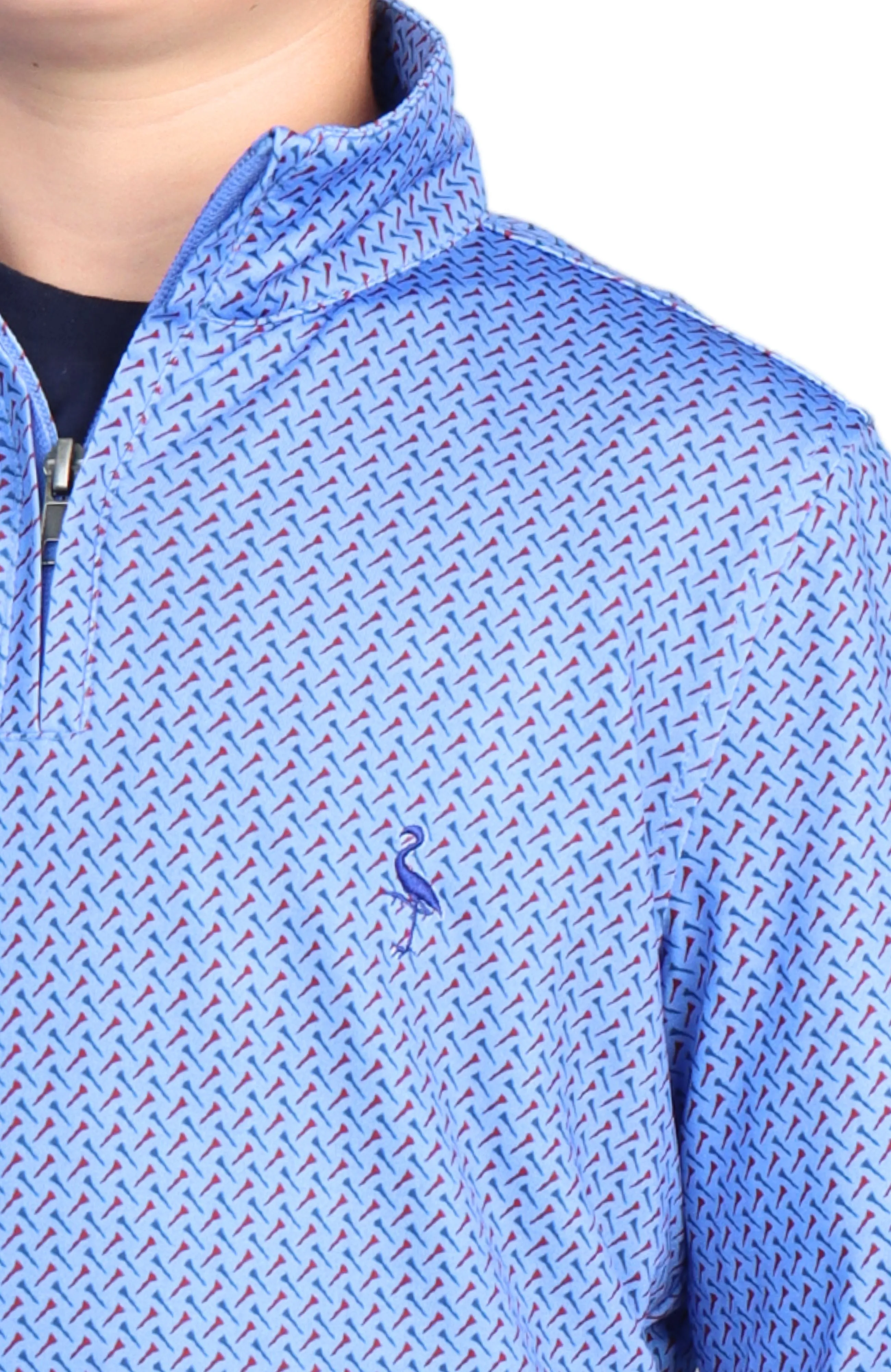 Boys Blue Golf Tees Print Performance Quarter-Zip