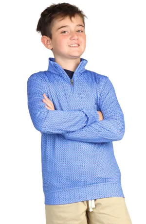 Boys Blue Golf Tees Print Performance Quarter-Zip