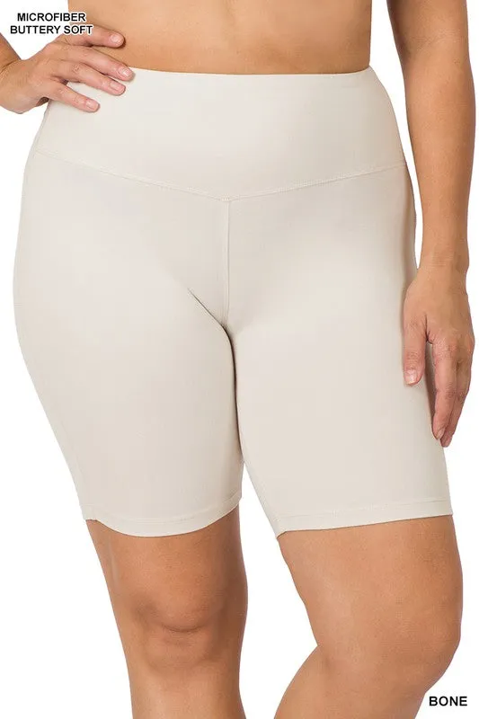 Brushed Wide Waistband Biker Shorts | Plus Size