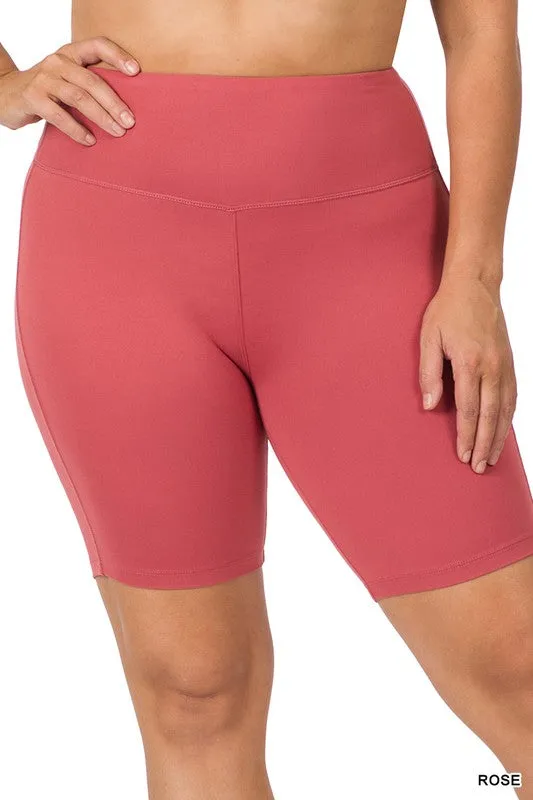 Brushed Wide Waistband Biker Shorts | Plus Size