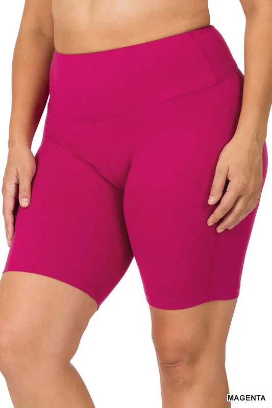 Brushed Wide Waistband Biker Shorts | Plus Size