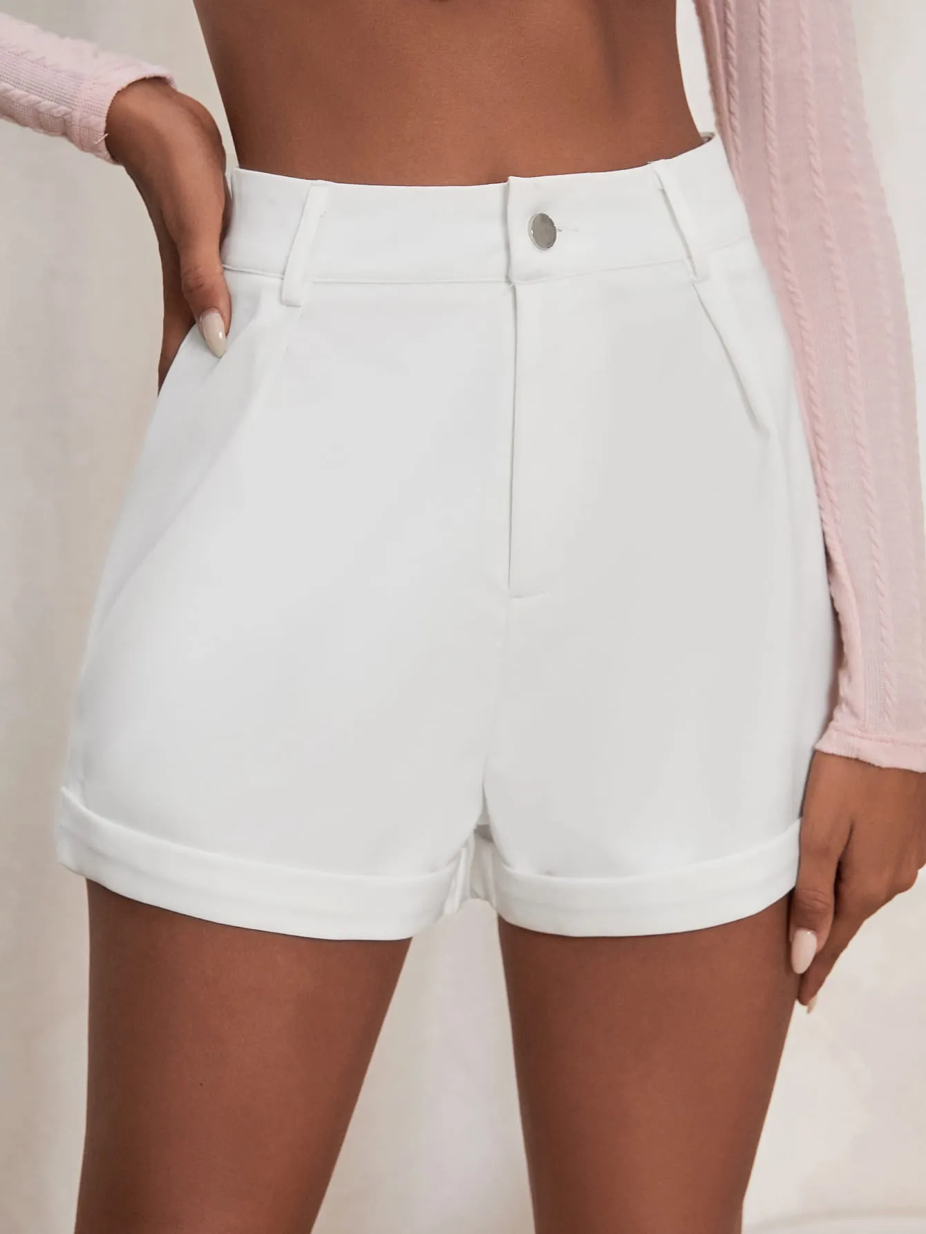 Casual Plain High Waist Women Shorts