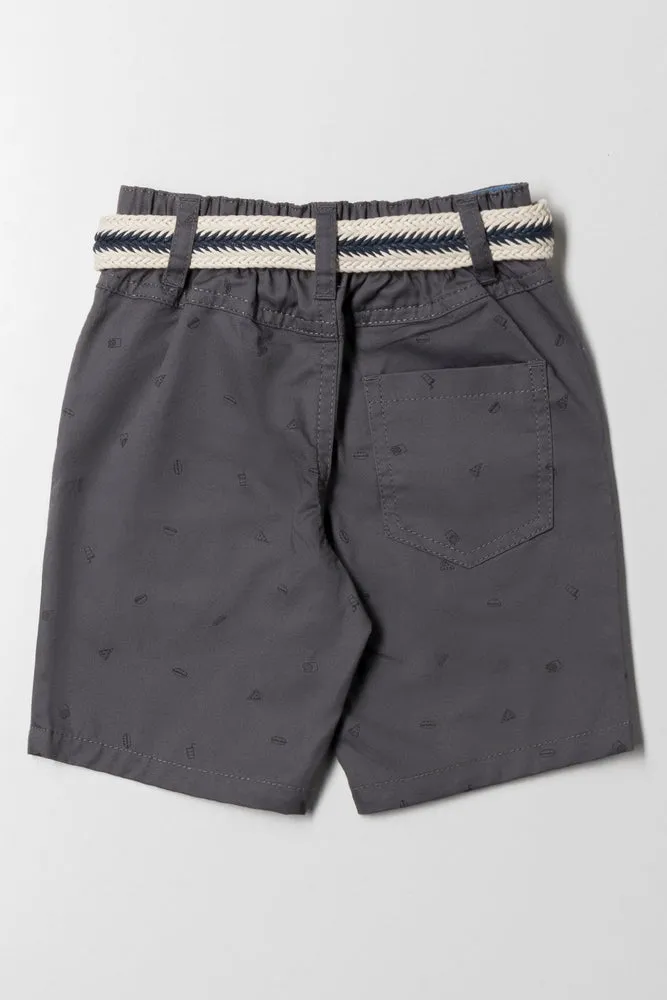 Chino Shorts with Belt Charcoal