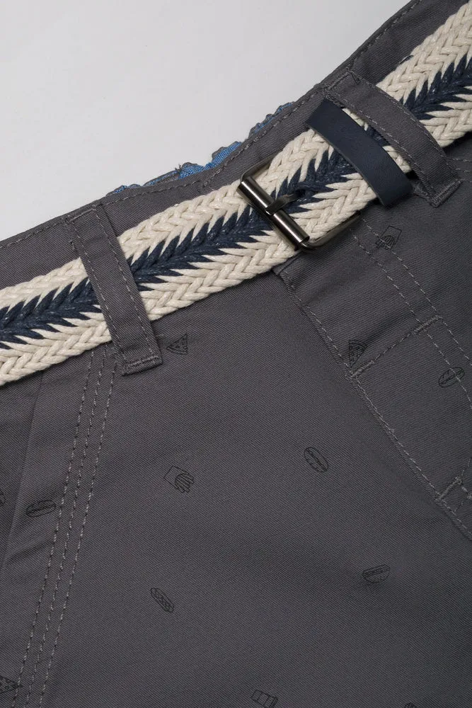 Chino Shorts with Belt Charcoal