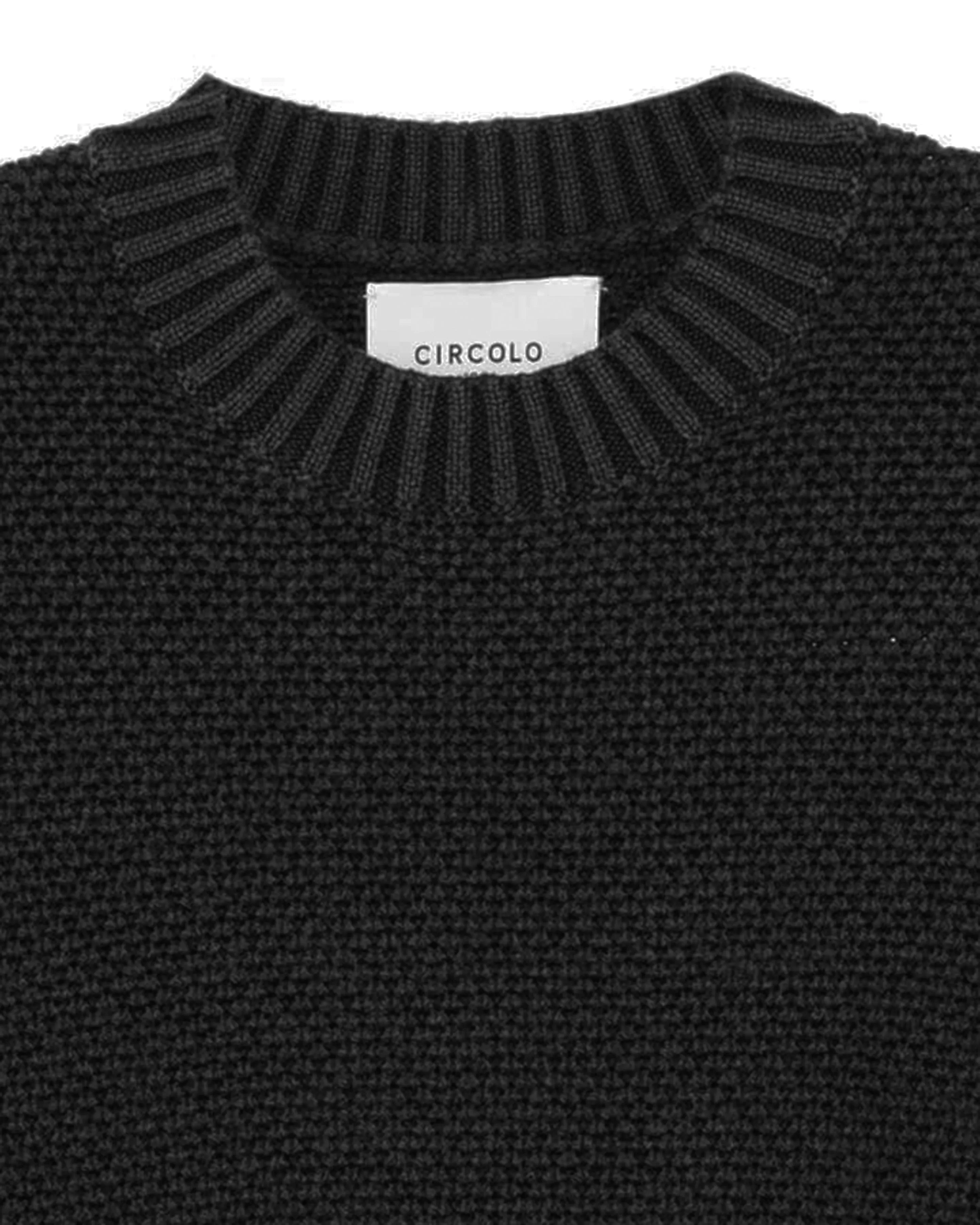 CIRCOLO 1901 - CN4624 Virgin Wool Chunky Roundneck Sweater in Black