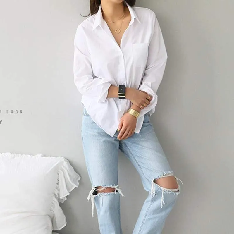 Classic Spring Women White Shirt