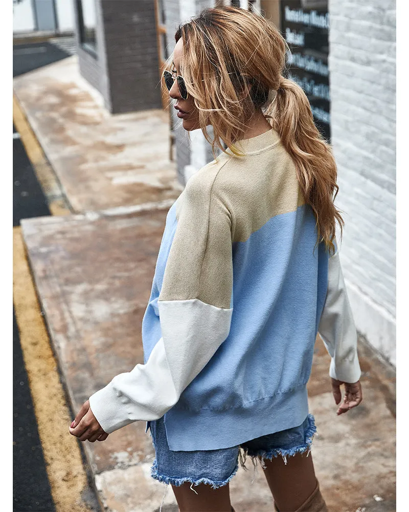 Contrasting Color Sweater Top