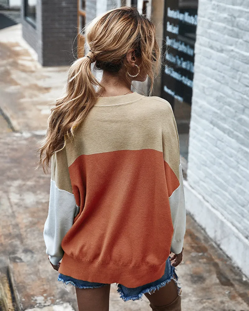 Contrasting Color Sweater Top