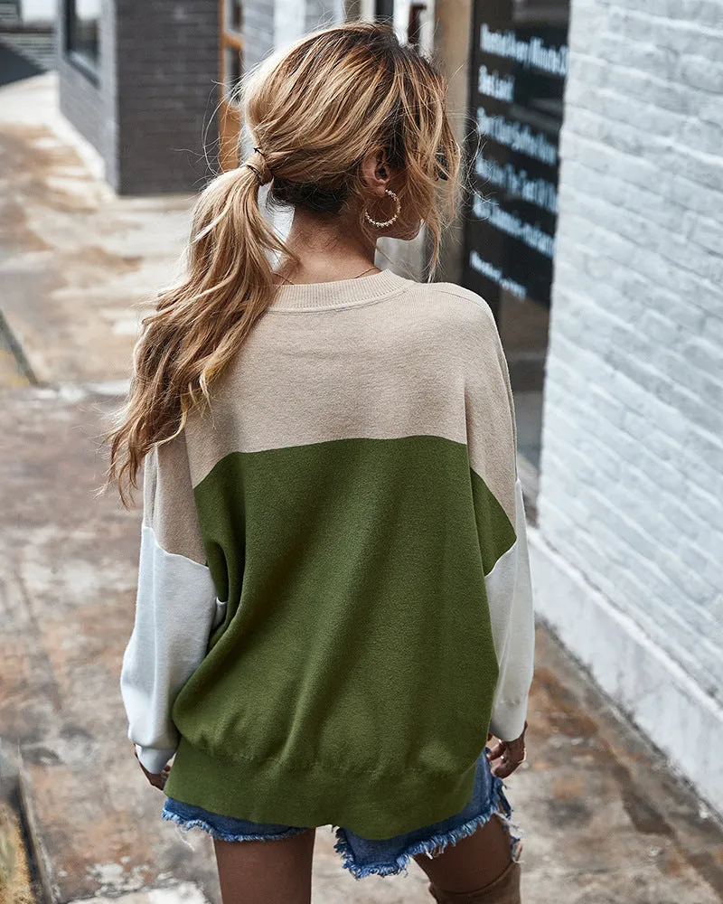 Contrasting Color Sweater Top