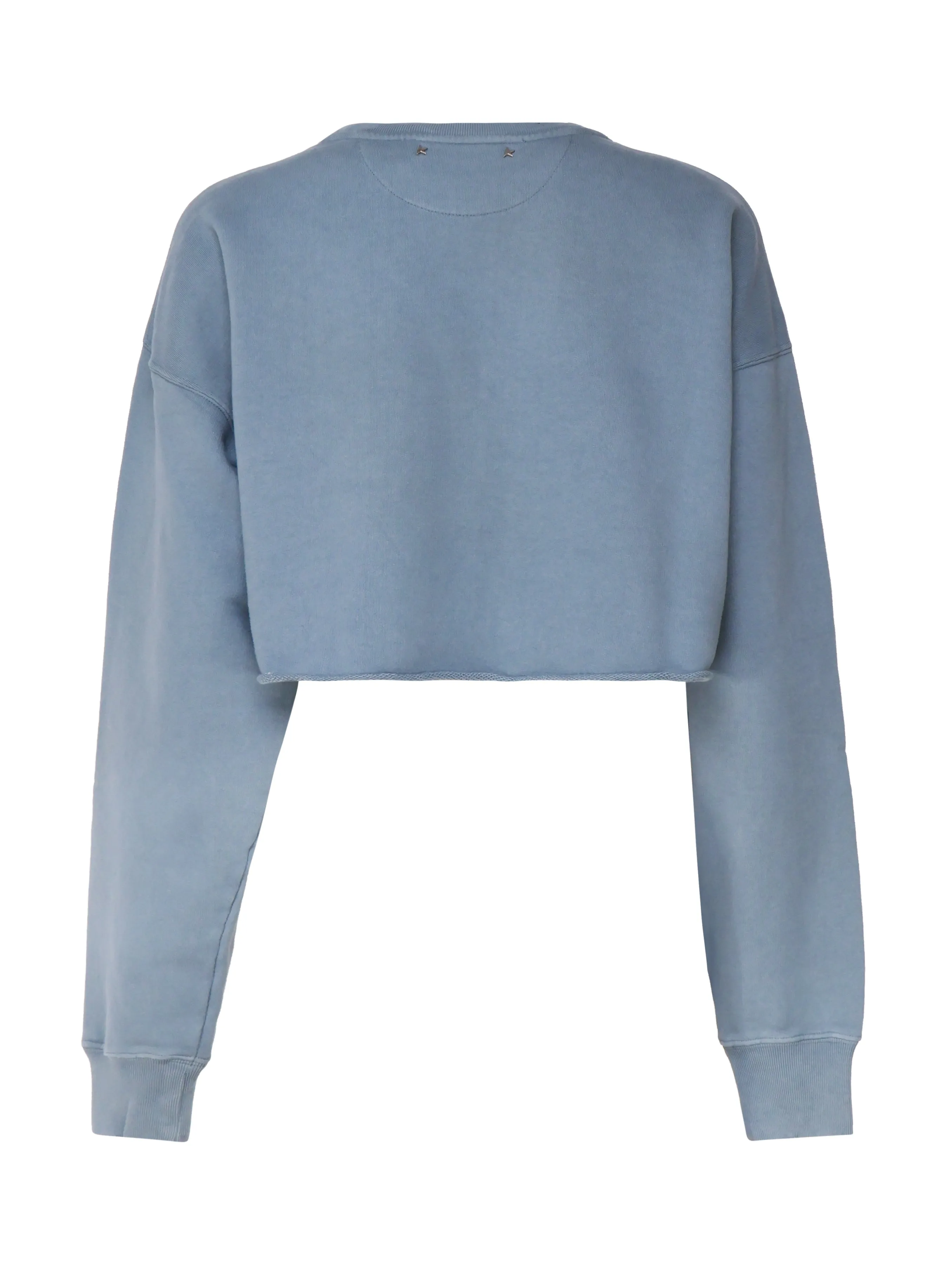 Cotton Round Collar Blue Sweater