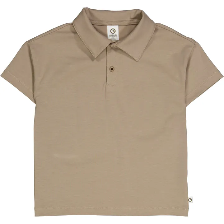 Cozy Me Collar Short Sleeve Tee - Cashew