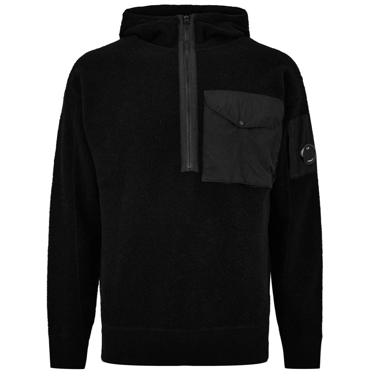 CP Company Black Lambswool Pocket Hoodie