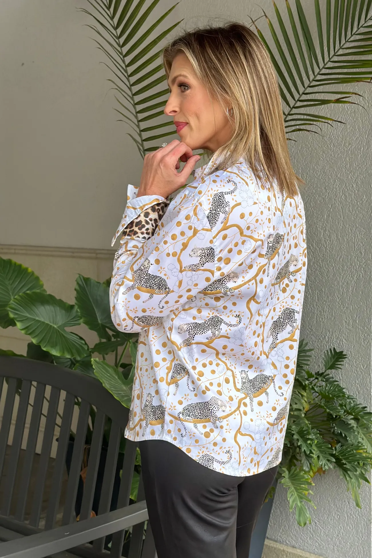 Dizzie Lizzie Rome Sleepy Cheetahs Button Down Shirt