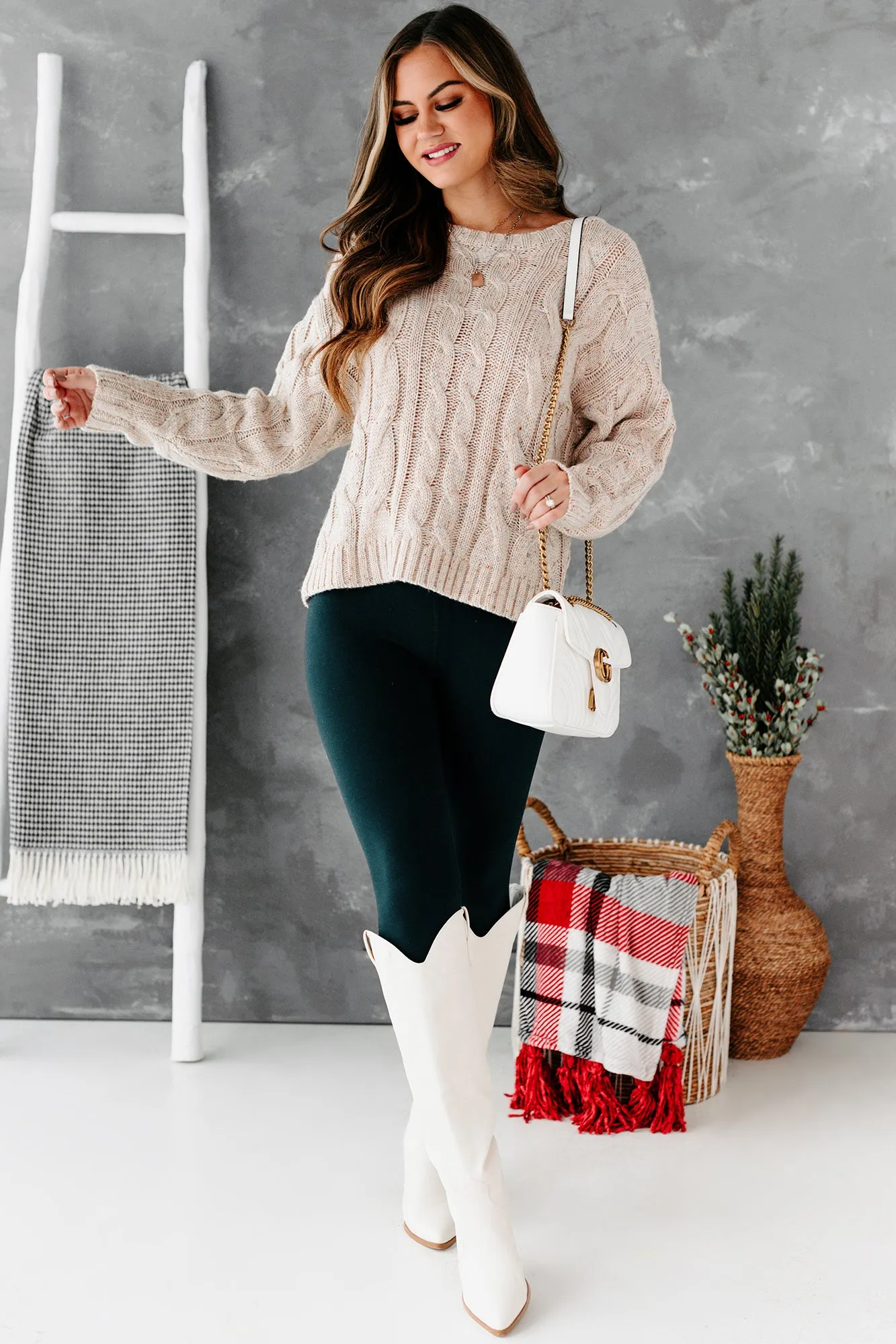 Etta Oversized Cable Knit Sweater (Oatmeal)