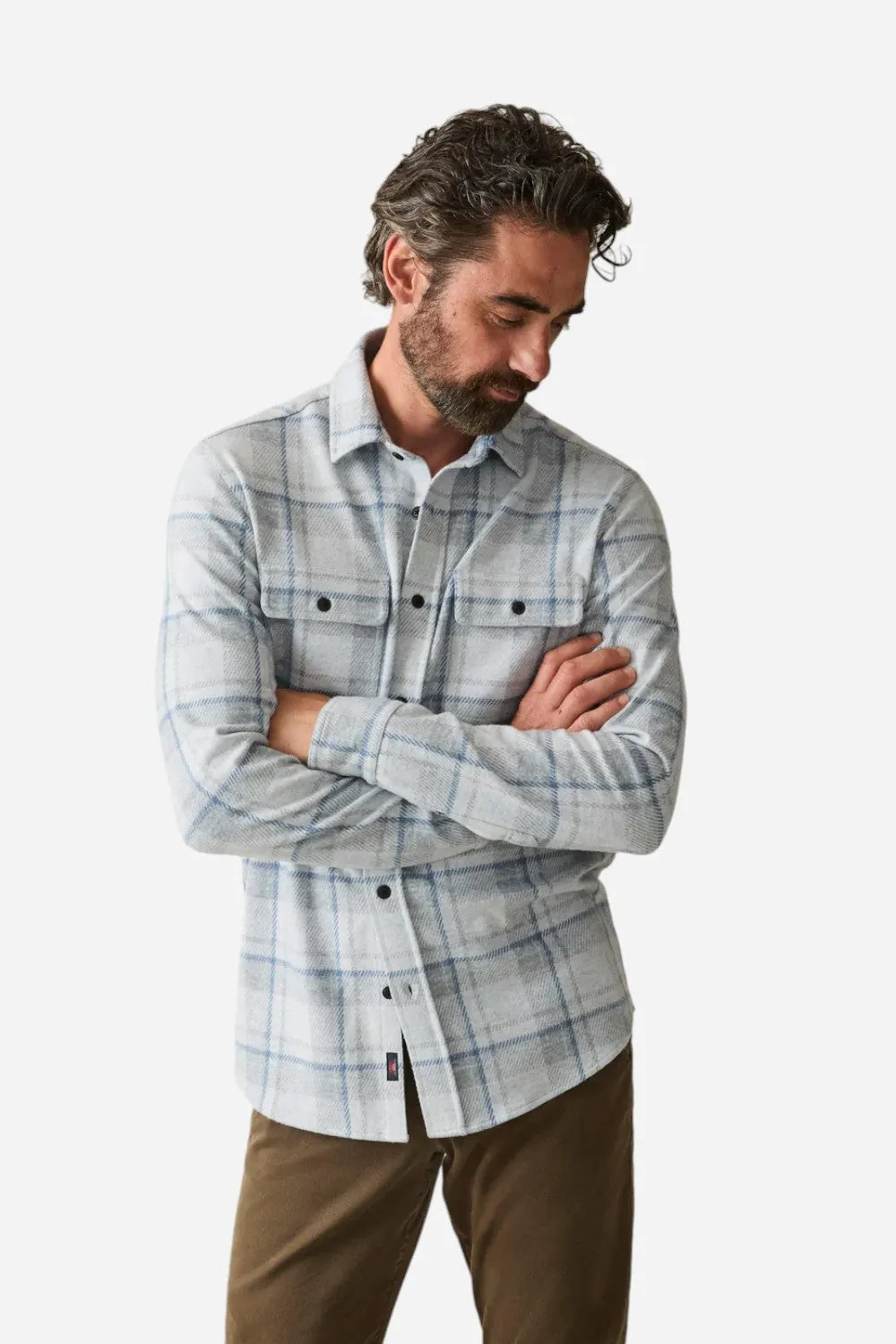 Faherty Legend Sweater Shirt Maine Sky Plaid