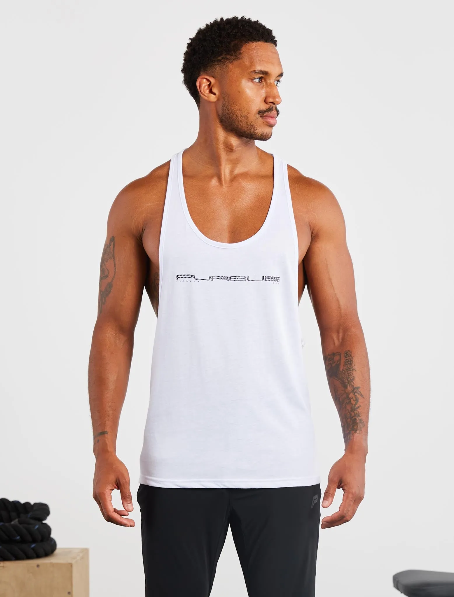 Graphic Stringer Vest - White