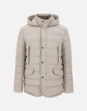 Grey Down Padded Jacket with Hood