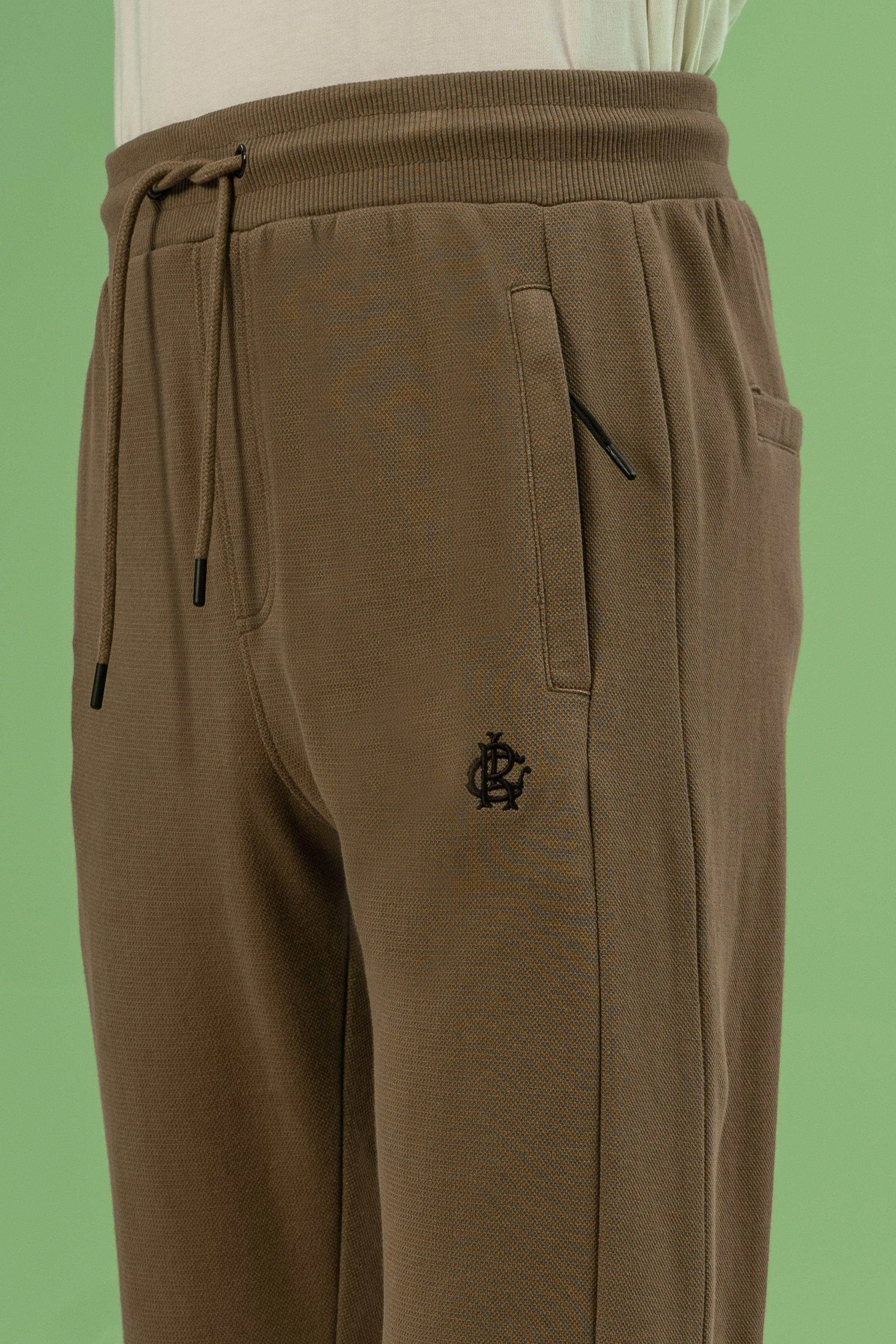 INTERLOCK JOGGER WAIST SLIM TROUSER DARK KHAKI