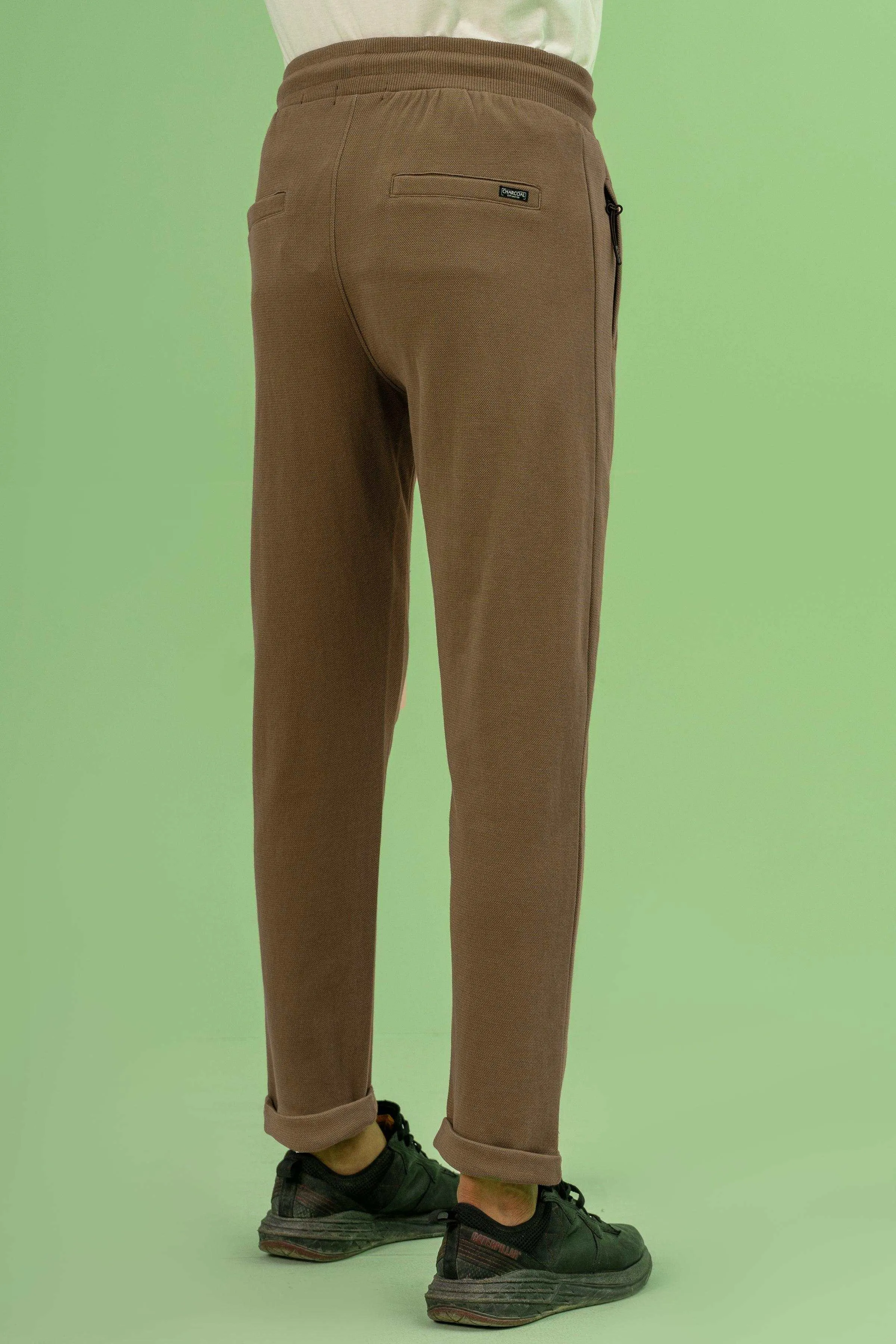 INTERLOCK JOGGER WAIST SLIM TROUSER DARK KHAKI