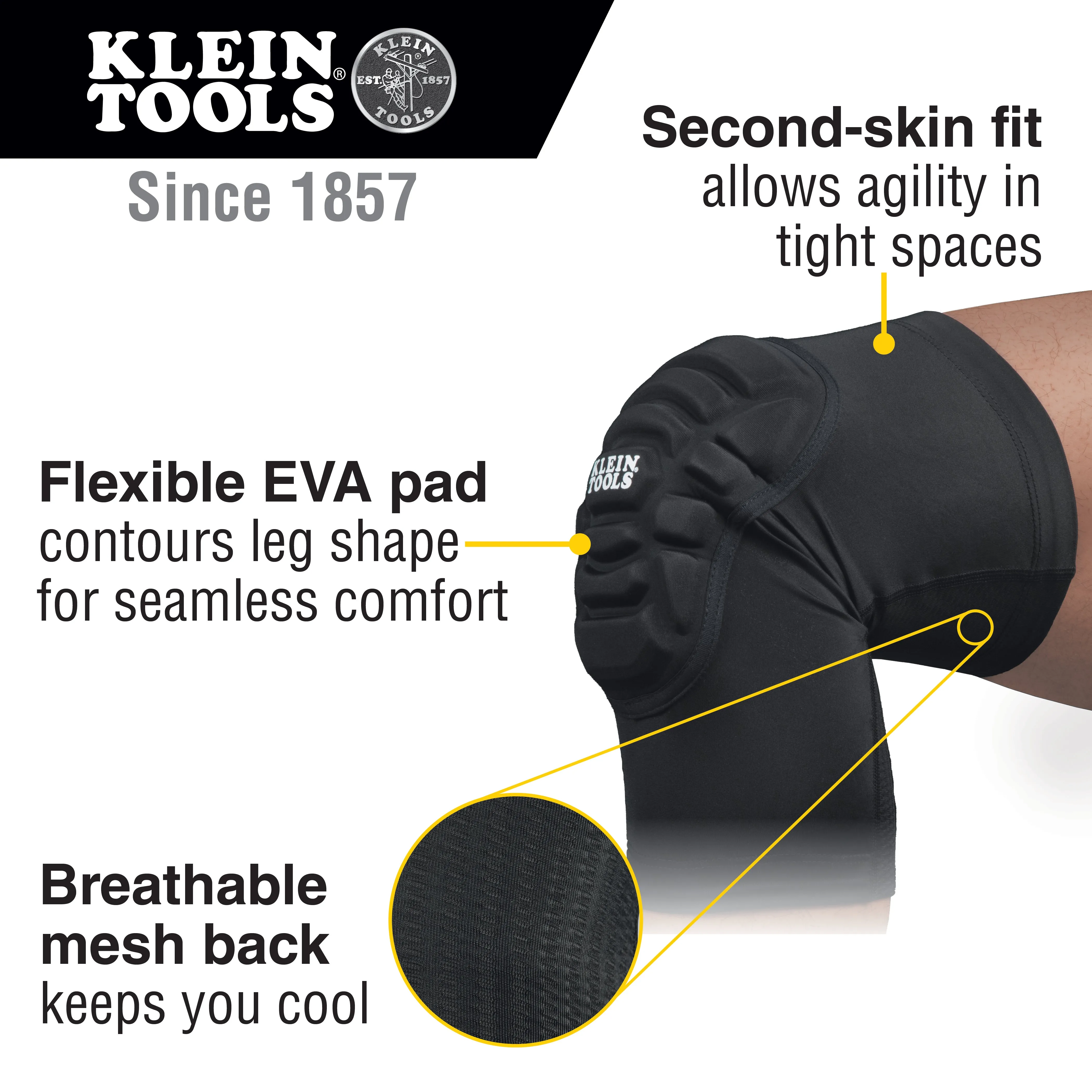 Knee Pad - Klein Tools Lightweight Knee Pad Sleeves, M/L, 60492