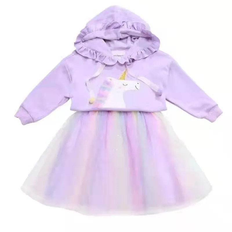 Lavender Hoodie Unicorn Tutu Set