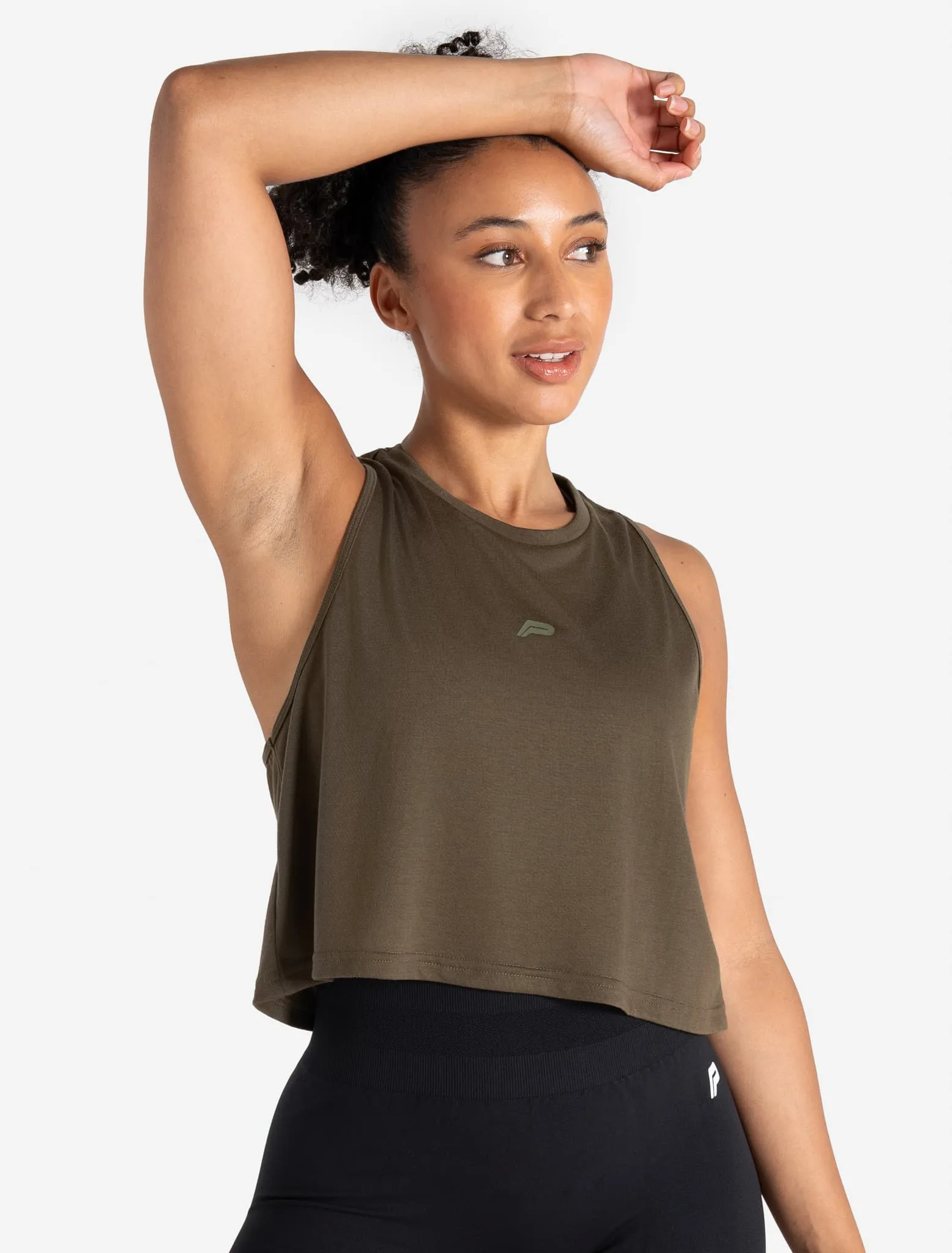 Lightweight Crop Gym Tank - Olive