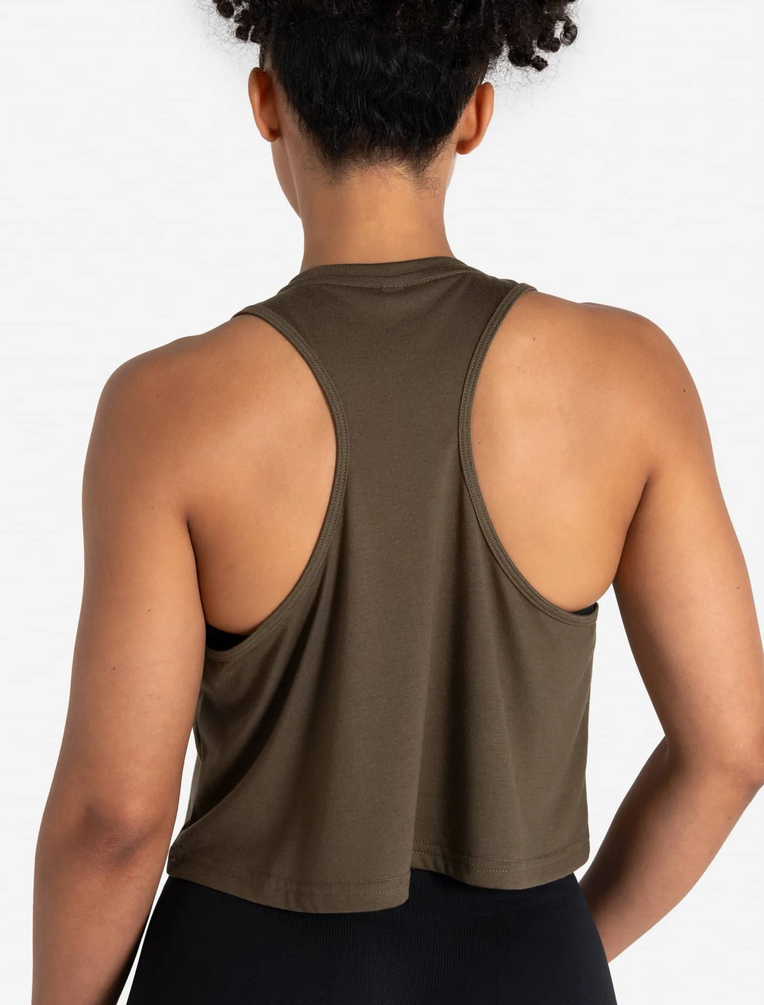 Lightweight Crop Gym Tank - Olive