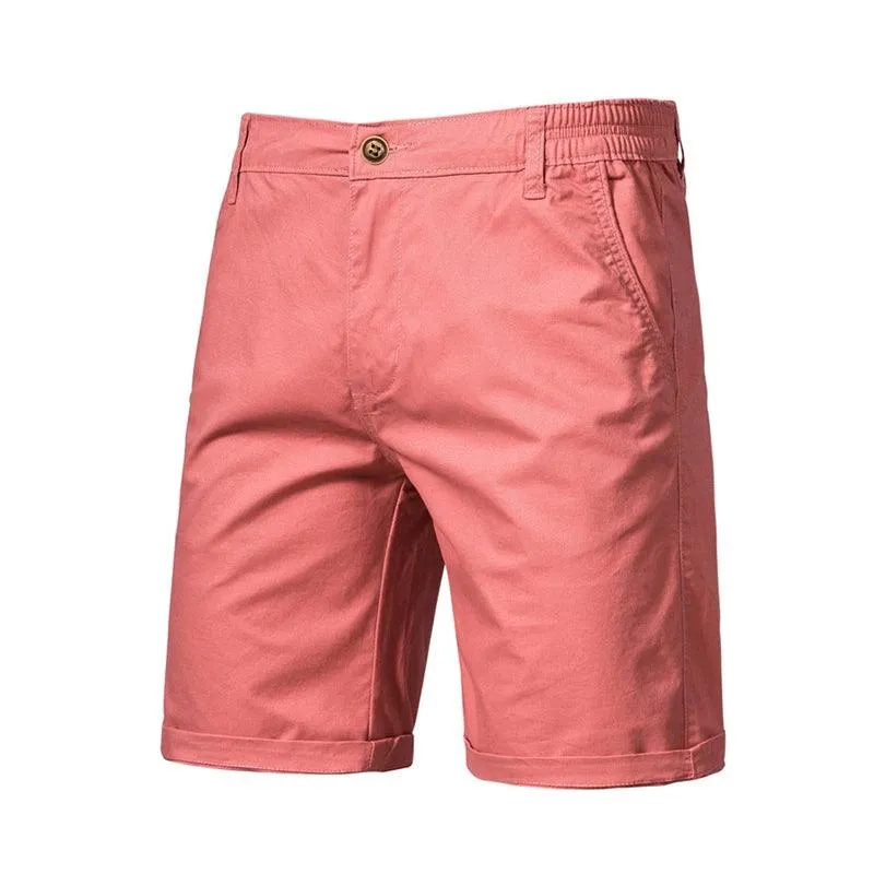 Men's Cotton Solid Shorts Casual Elastic Waist 10 Colors