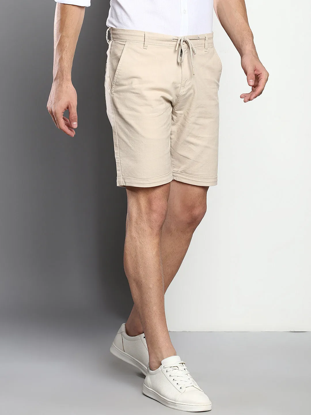 Men's Fawn Slim Fit Mid Rise Casual Cotton Shorts