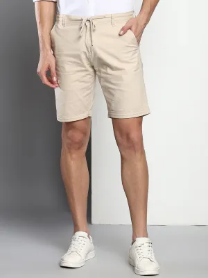 Men's Fawn Slim Fit Mid Rise Casual Cotton Shorts