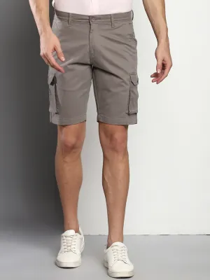 Men's Graphite Grey Slim Fit Mid Rise Casual Cotton Shorts