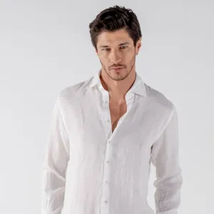 Men's White Classic Linen Shirt