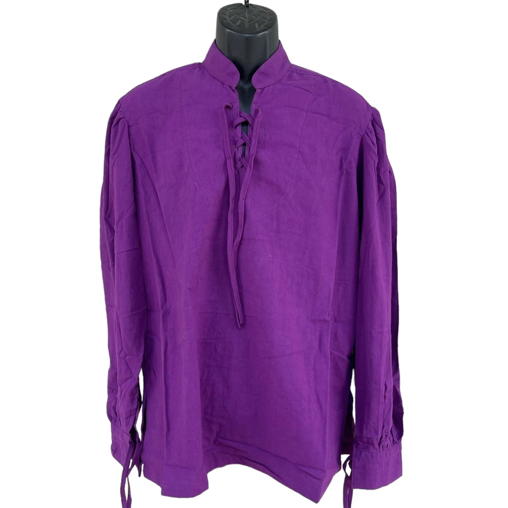 'Merchant' Renaissance Shirt High Collar - Purple'