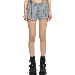 Mid-Rise Drawstring Casual Shorts Gray