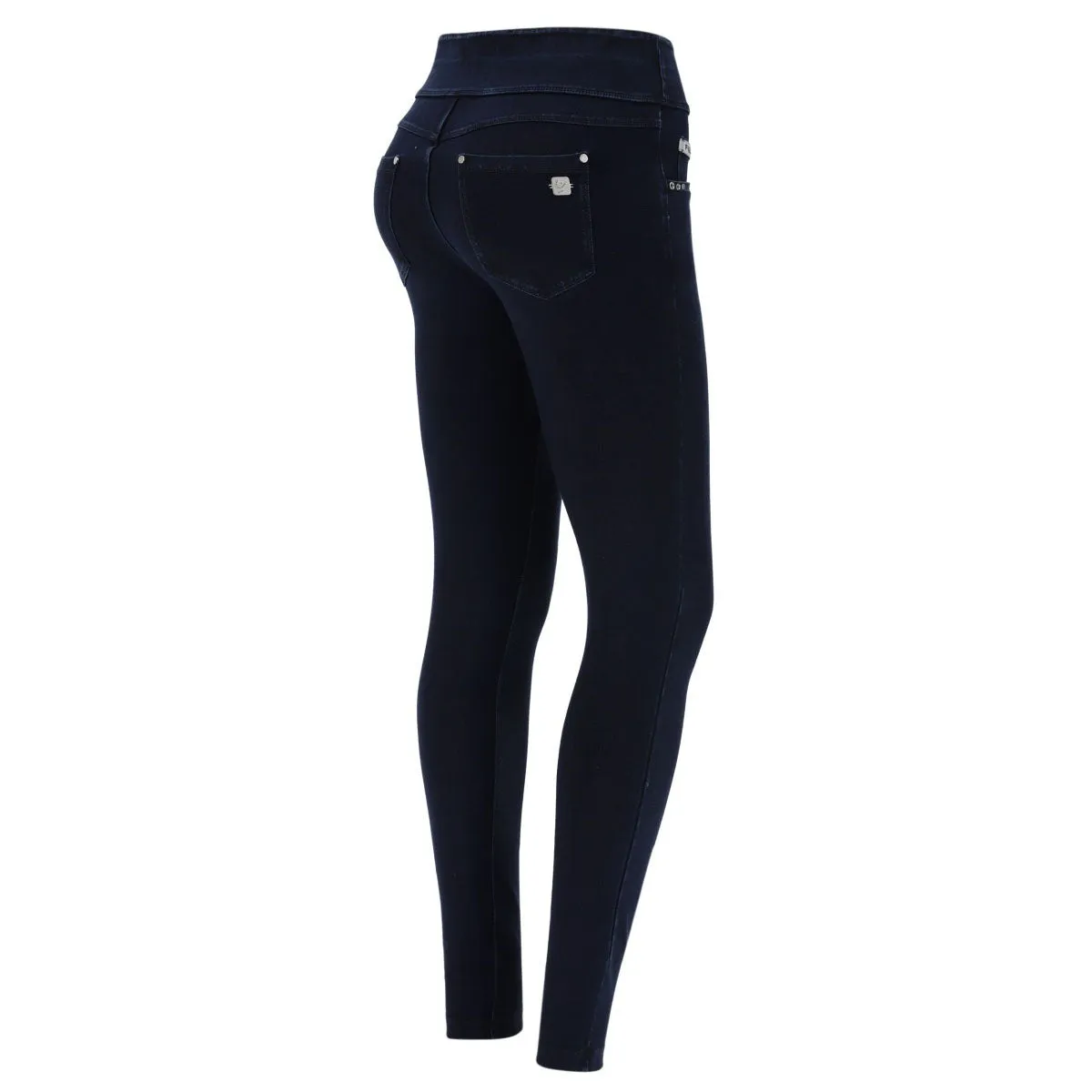 (NOWY1MC002-J0B) N.O.W.® PANTS DENIM-EFFECT JERSEY DARK BLUE PANTS WITH A FOLDABLE WAIST