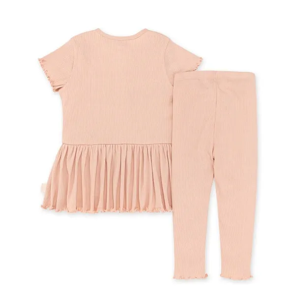 Organic Ribbed Tunic & Capri Legging Set - Pink Sand