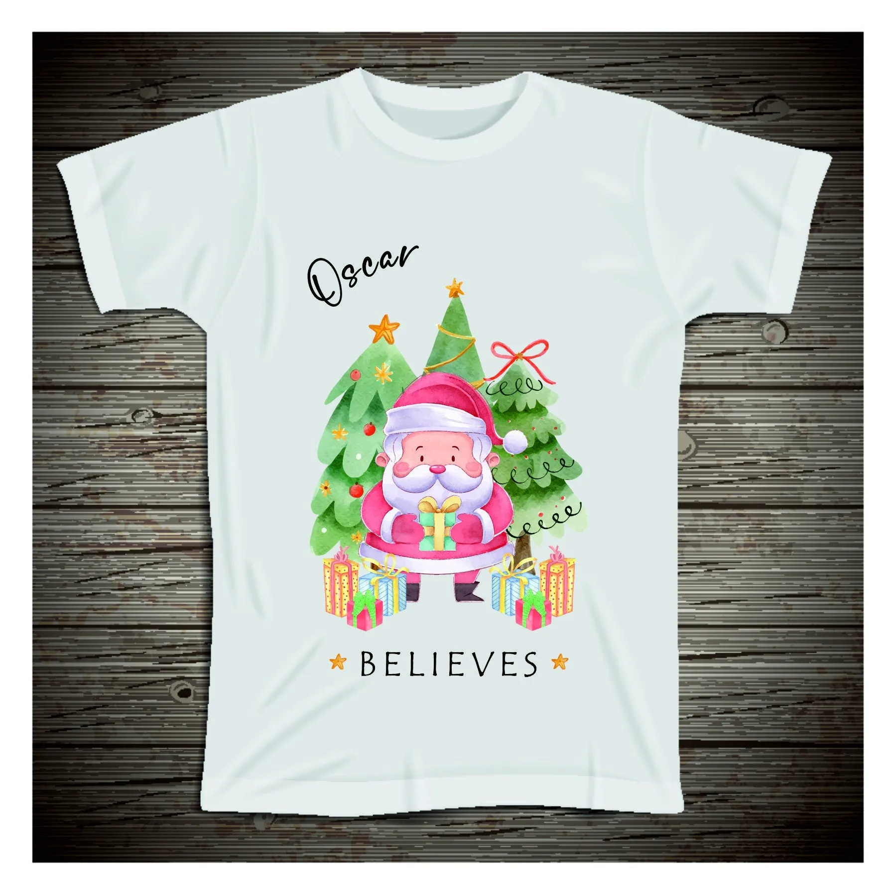 Personalised Christmas Believe Design Kids T-shirt / Baby Vest / Romper suit| I Believe in Santa T-shirt