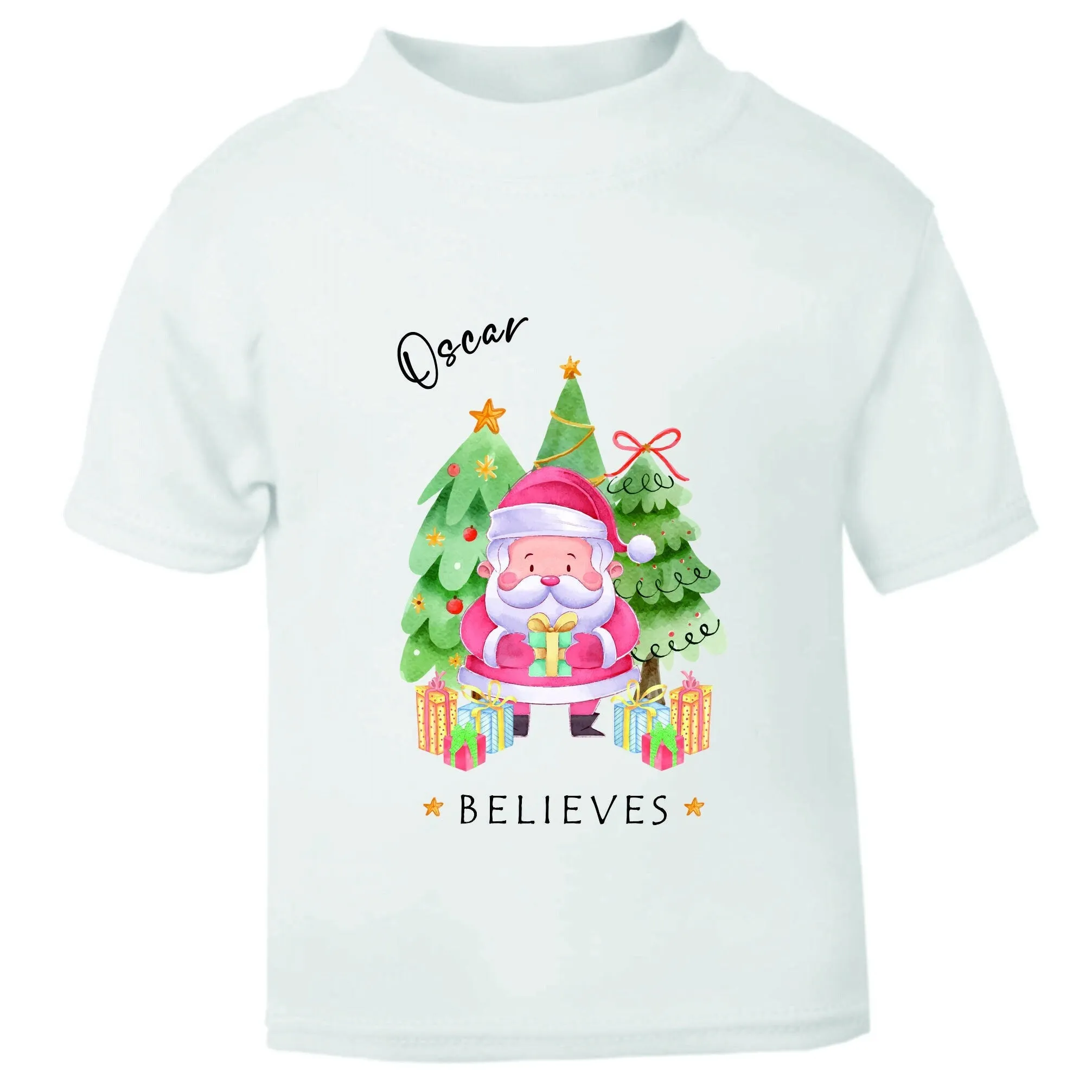 Personalised Christmas Believe Design Kids T-shirt / Baby Vest / Romper suit| I Believe in Santa T-shirt