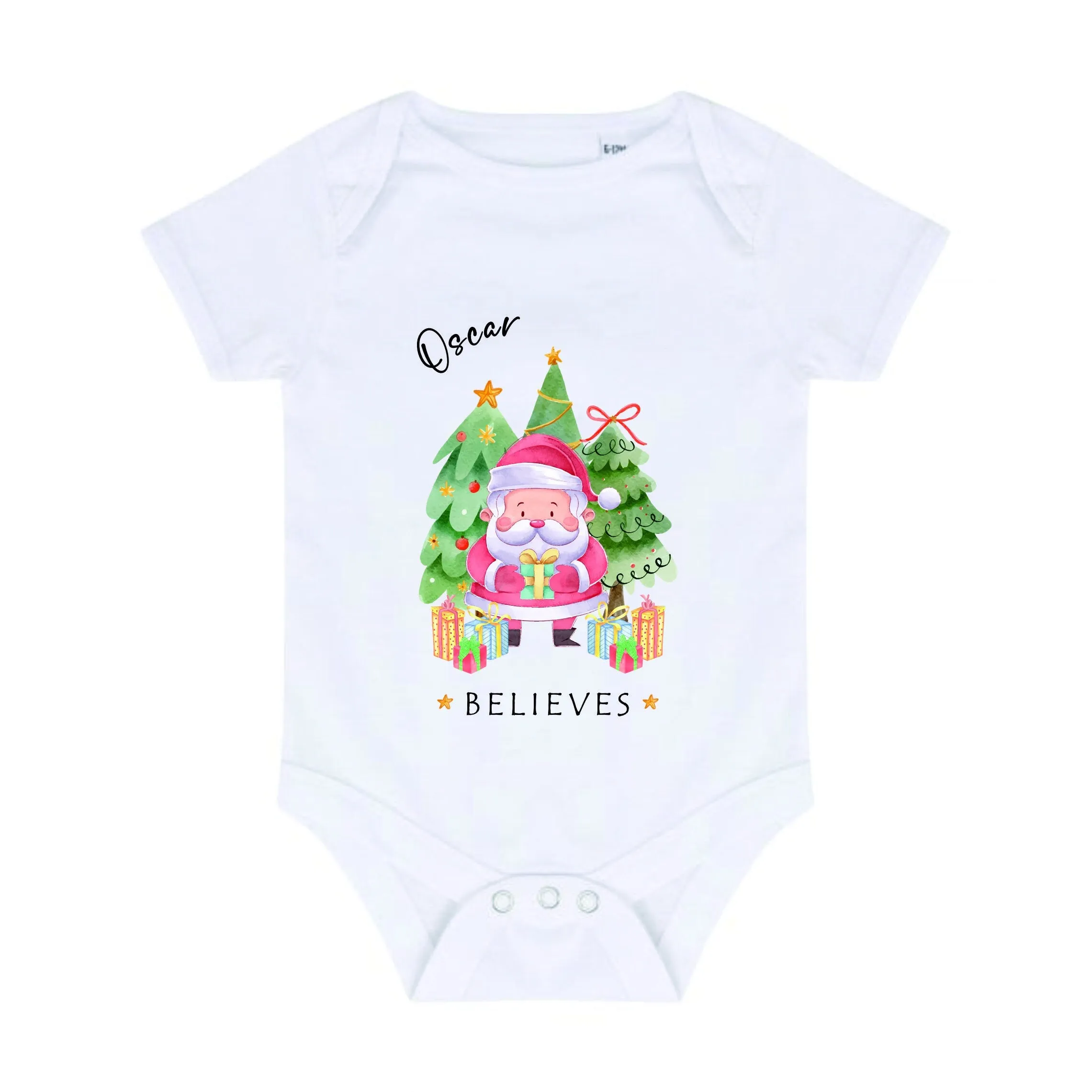 Personalised Christmas Believe Design Kids T-shirt / Baby Vest / Romper suit| I Believe in Santa T-shirt