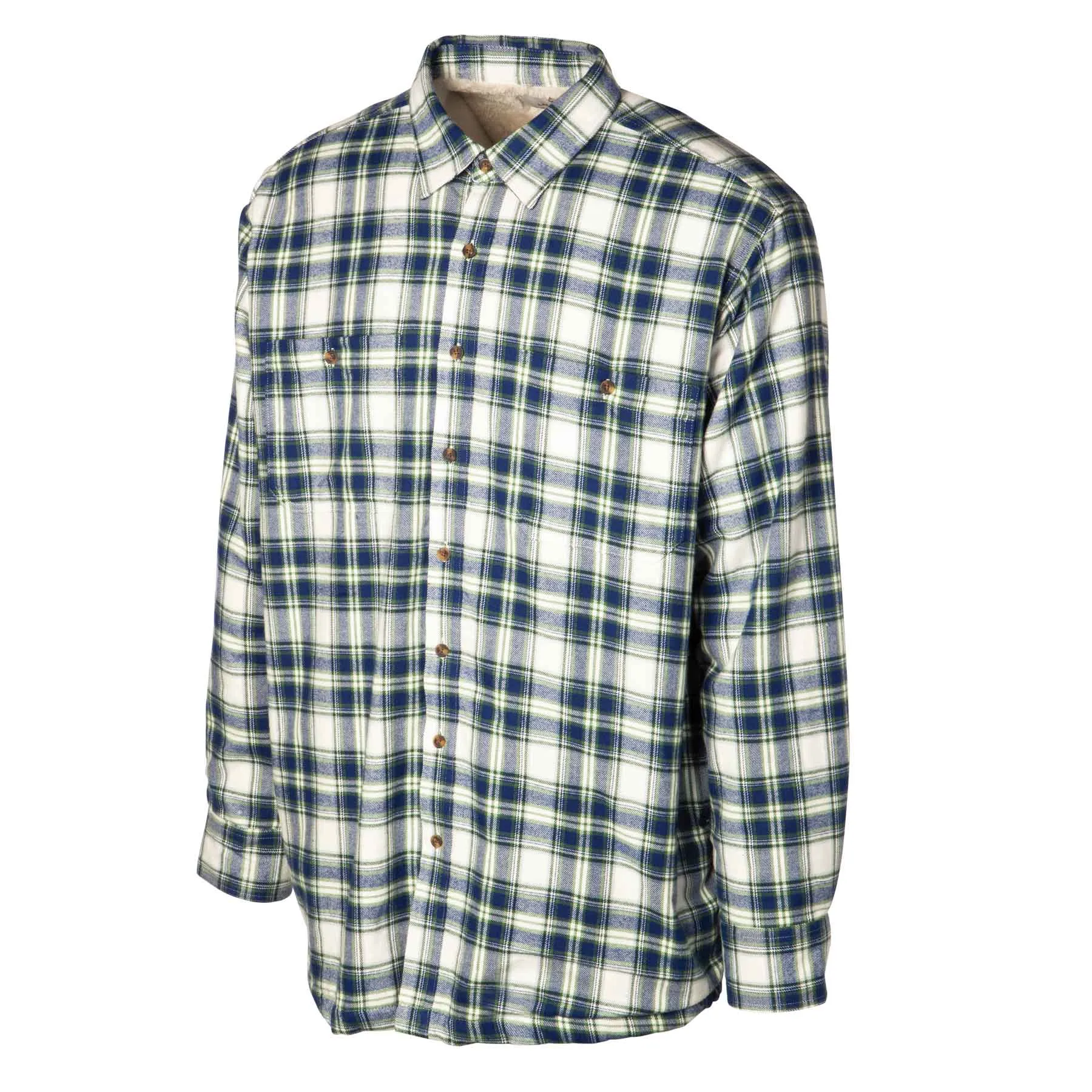 Plaid Fleece Lined Shirt- Green and Blue