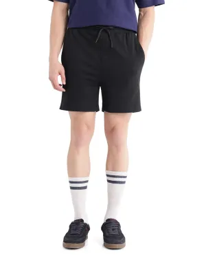 Rare Rabbit Men Kelor Black Cotton Elastane Fabric Drawstring Closure Back Label Plain Shorts