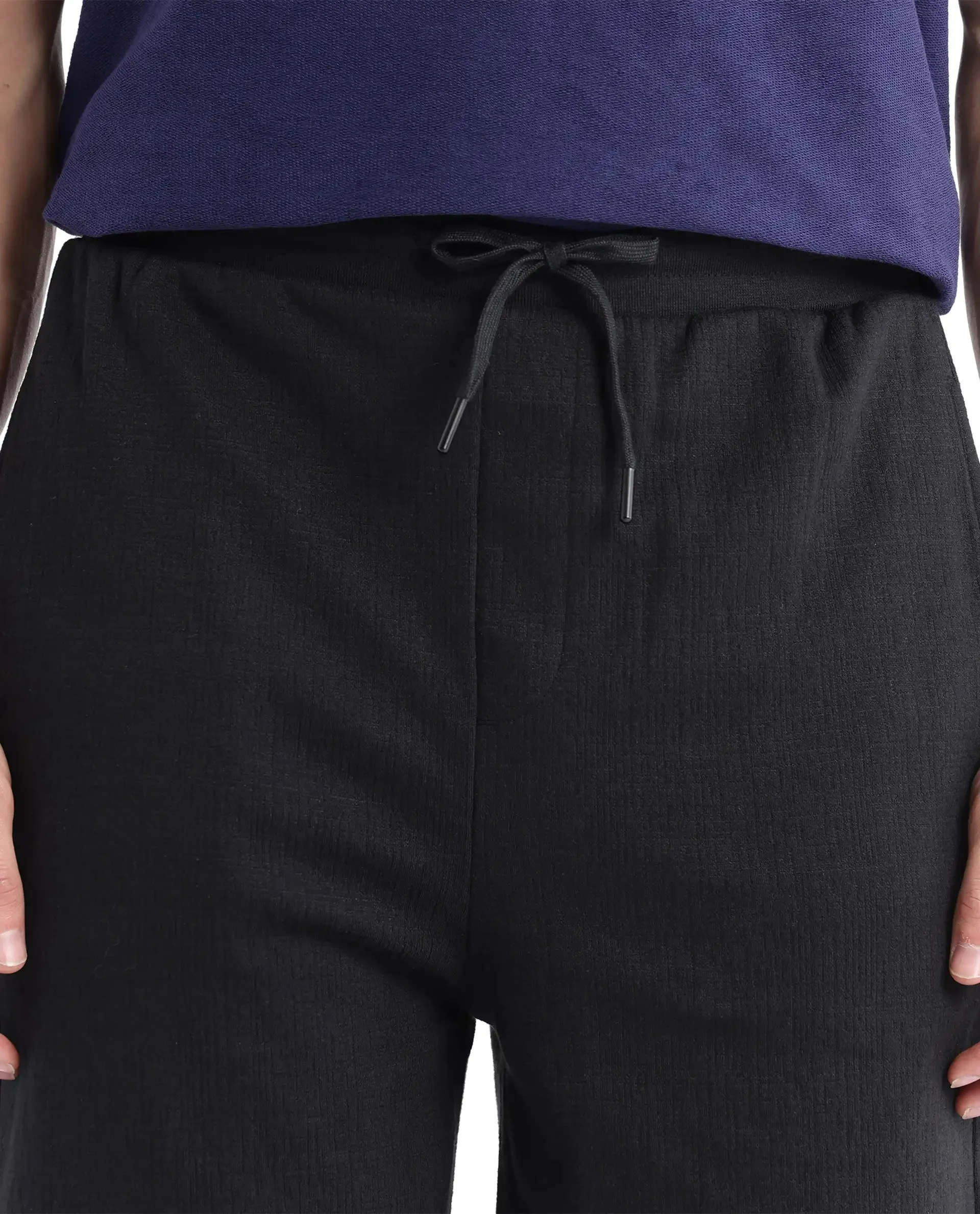 Rare Rabbit Men Kelor Black Cotton Elastane Fabric Drawstring Closure Back Label Plain Shorts