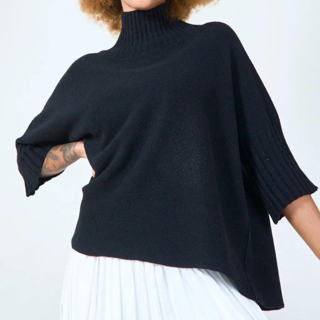 Ribbed turtleneck poncho wholesale