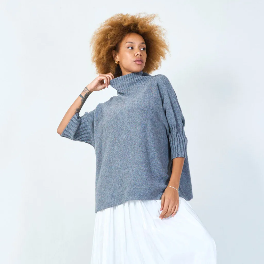 Ribbed turtleneck poncho wholesale